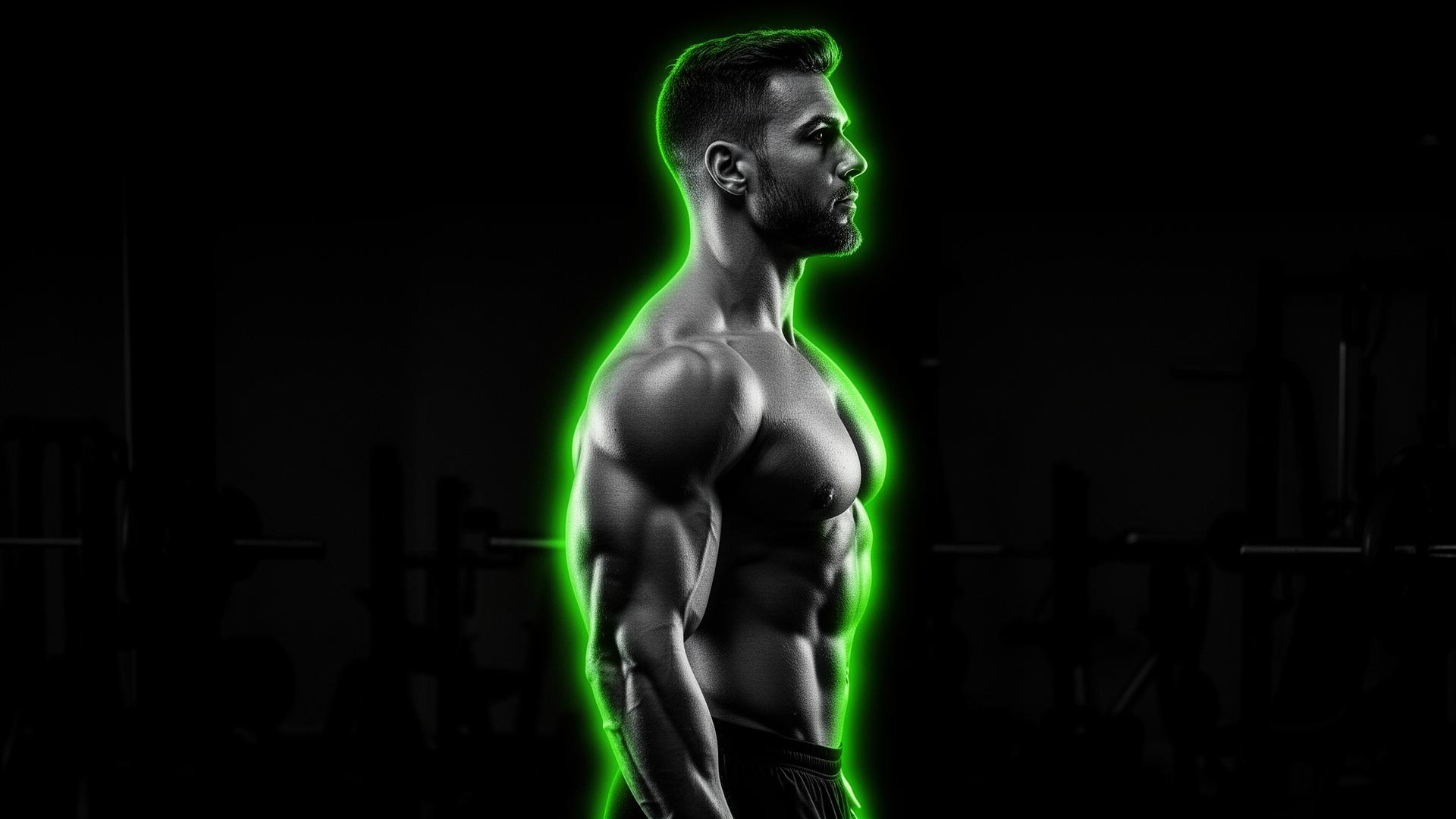 Neon yeşil konturlu atletik figür